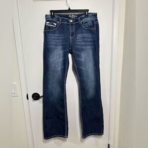 Love Nation Blue Boot Cut Jeans with Vintage Flair